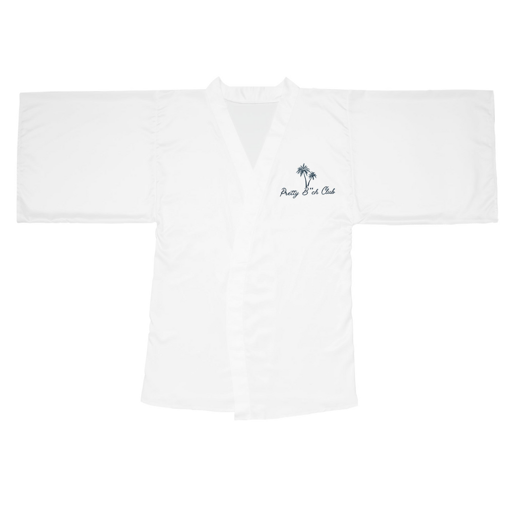 Tropical 'Bay & Sea' Long Sleeve Kimono Robe — Lightweight Beach Cover-Up