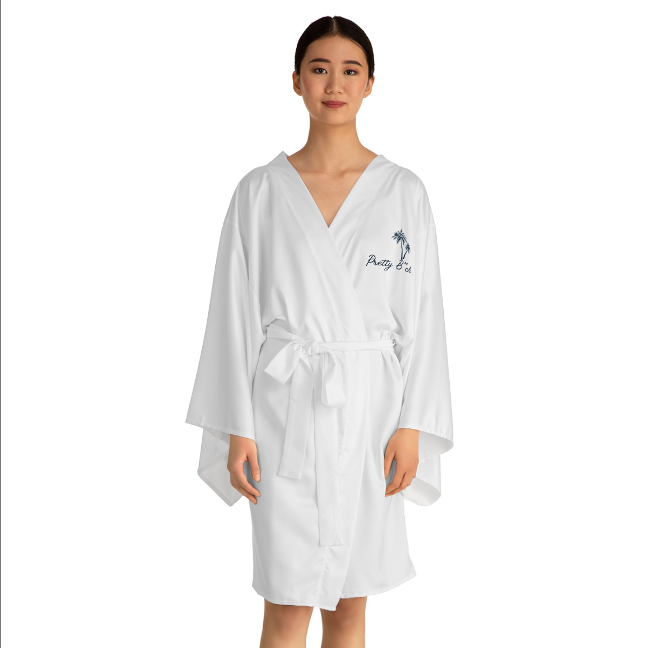 Tropical 'Bay & Sea' Long Sleeve Kimono Robe — Lightweight Beach Cover-Up